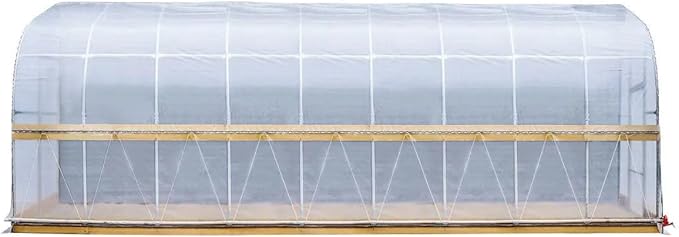 10x40ft Detachable Lean-to Greenhouse 6mil Pure EVA Transparency Cover Anti-Rust Galvanized Steel Frame Easy-Lift Crank Side 6ft Sidewall Full-Spectrum Sunlight Diffusion