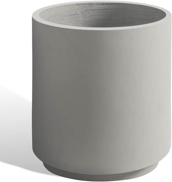 Heyzier Round Concrete Planter Outdoor Indoor, Large Cement Plant Pots for Flowers (Gay, 12 inch)