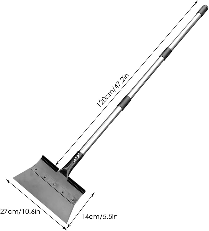 Multi-Purpose Snow Shovel - Flat Ice Scraper, Adjustable Handle Heavy Duty Outdoor SnowRemoval Tool | Garden Floor Scraper, Lawn Edging and Cleaning Portable Winter for Driveway, Sidewalk