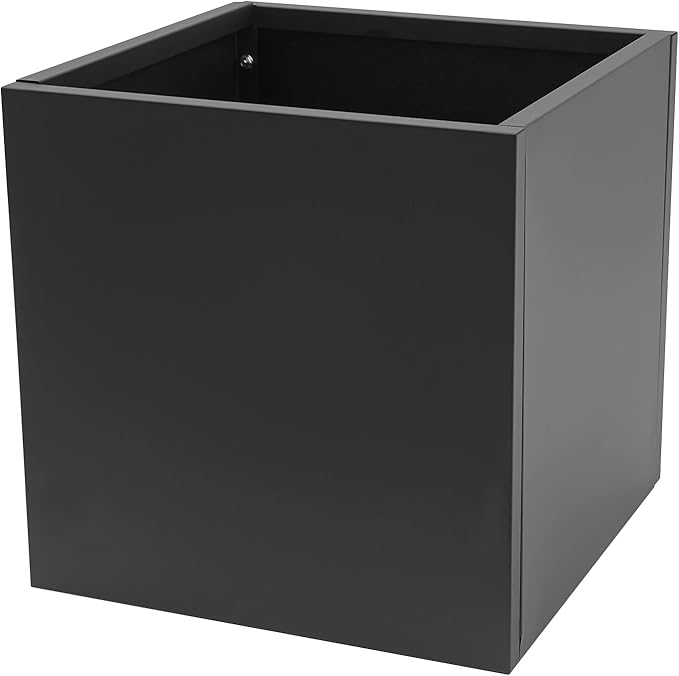 REBaiYU Steel Metal Square Planter Box for Indoor Outdoor, 20/24Inch Modern Flower Pots Tall Cube Planters with Large Opening Design for Plants, Flowers, Garden (Black, 24Inch)