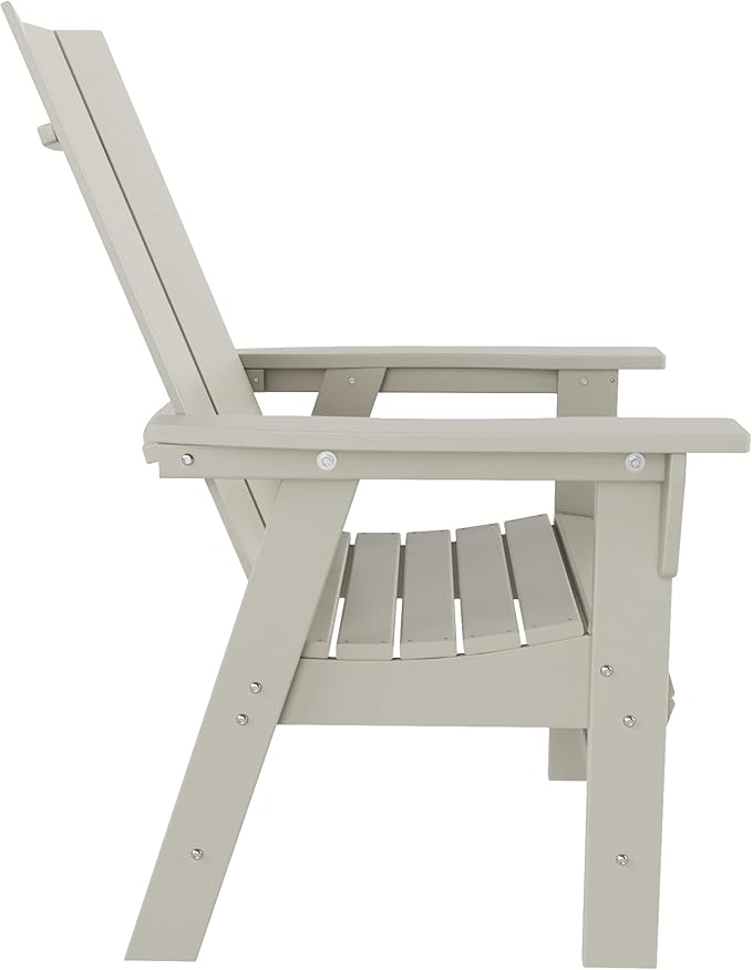 WestinTrends Ashore Outdoor Patio HDPE Plastic Modern Adirondack Dining Chair Sand