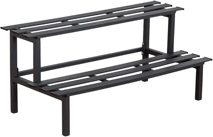 DHYGOTFUR Sturdy 2-Tier Metal Plant Stand for Outdoor & Indoor, Decorative Planter Display Shelf Unit for Garden Patio Balcony Living Room