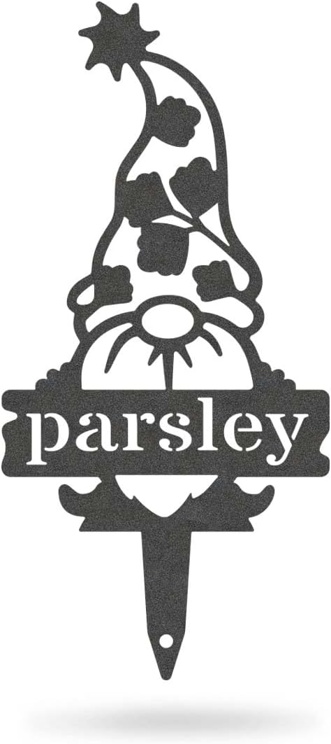 RealSteel Brand, Gnome Plant Markers for Outdoors, Garden Labels Metal Stake, Plant Tags, Garden Sign for Vegetables, Outdoor Decorations, Yard and Gardening Gift - Parsley