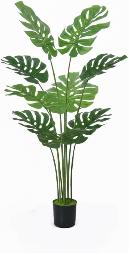 WC WAH CHUN Artificial Bird of Paradise Plant Fake Tropical Palm Tree for Indoor Outdoor, Perfect Faux Plants for Home Garden Office Store Decoration (Monstera 120)