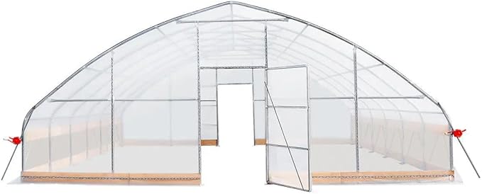 25x25ft Freestanding Tunnel Greenhouse, 6mil Clear EVA Film Cover, Reinforced Galvanized Construction, Crank-Up Ventilation, 625sq ft Growing Space