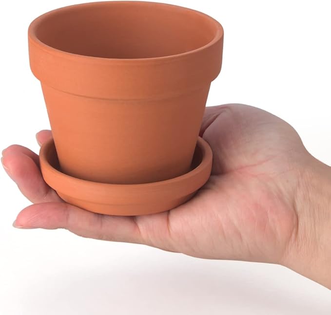 CFKJ [17 Pack] 4" Planter Nursery Pots Terracotta Pot with Saucer Clay Ceramic Pottery Cactus Pot Flower Succulent Garden Terra Cotta Planter Pots (4")