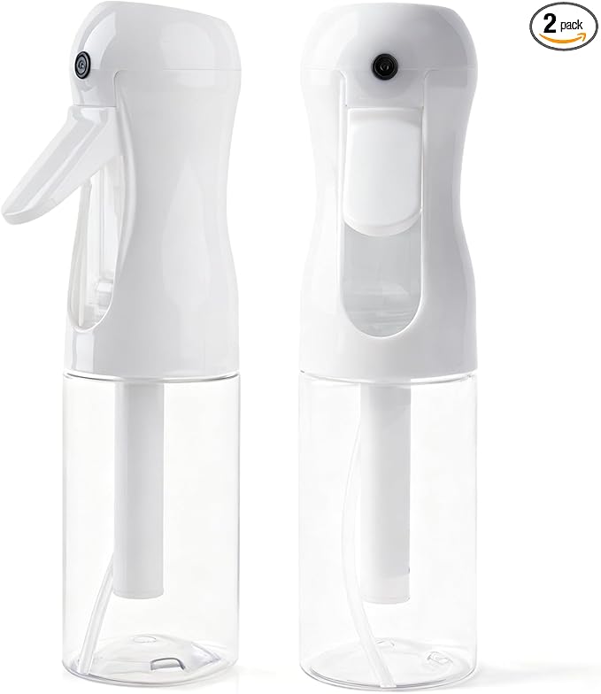 2Pcs Continuous Spray Bottle For Hair,Ultra Fine Refillable Water Mister for Hair Styling, Plants, Cleaning, Salon, Misting & Skin Care（200ml/6.8oz Clear） (200ML 2PACK)