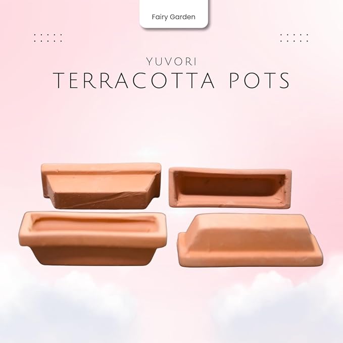 Yuvori Mini Terracotta Pots – Small Clay Flower Pots for Succulents, Cactus, DIY Crafts, Fairy Garden, School Projects – Set of 18 (Long Pot, 2.1 Inch)