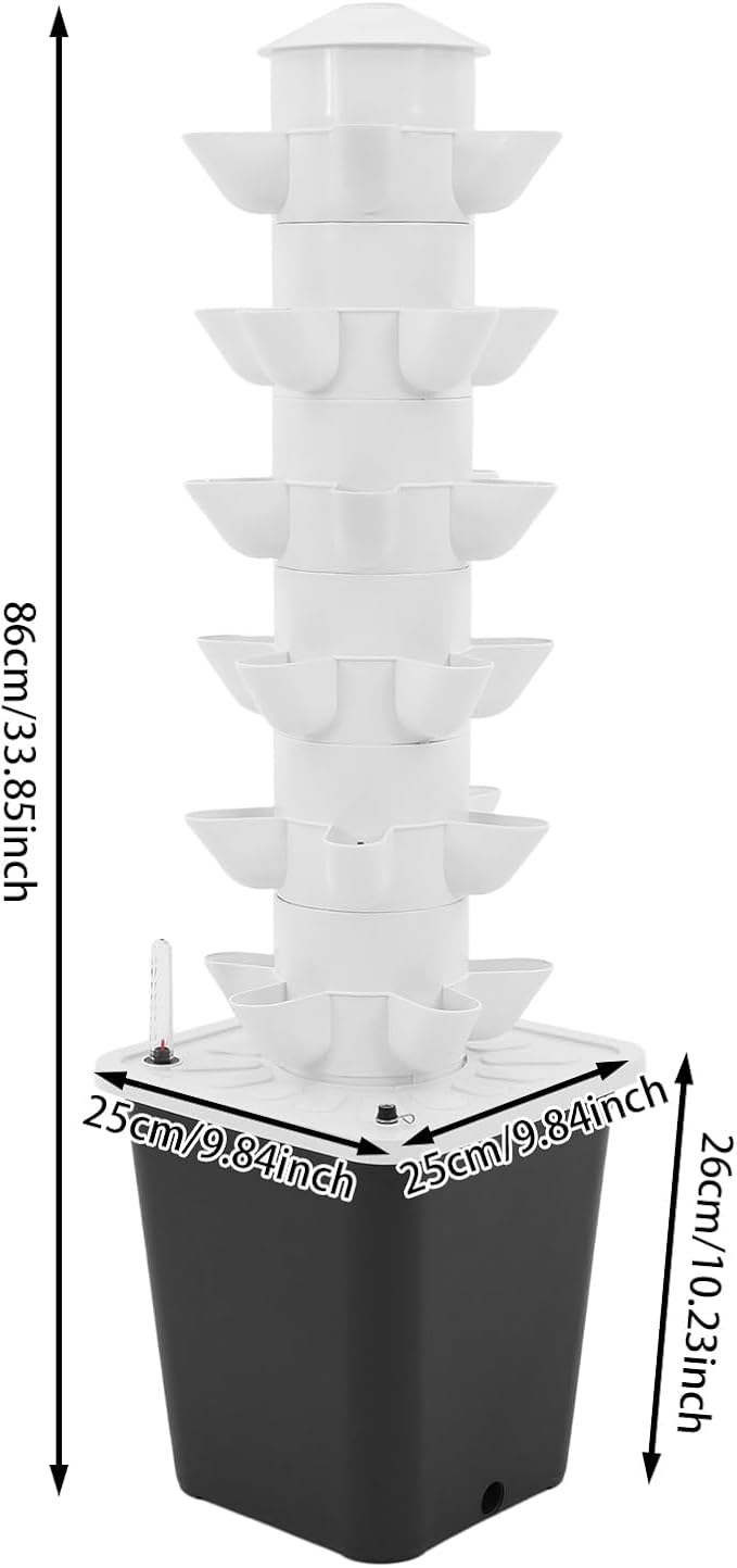 Hydroponic Growing System, 30-Plant Vegetable Planter Tower Outdoor Indoor Garden Vertical Planter Germination Kit with Water Pump & Intelligent Water Circulation for Gardening Lover