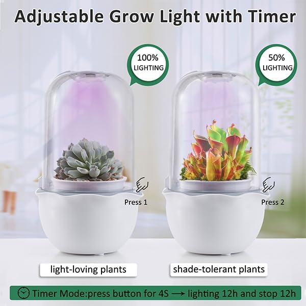Smart Venus Fly Trap Terrarium Pot with Timer&Fan,Plant Terrarium Kit with Grow Light for Carnivorous,Butterwort, Venus Flytrap,Birthday Plant Gardening Gifts for Women Garden Lover-Planter No Plant