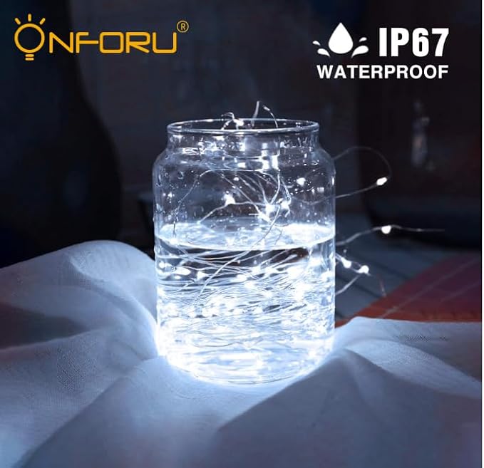 Onforu 16 Pack White Fairy Lights Battery Operated String Lights, 6.5ft IP67 Waterproof Twinkle Lights LED Lights for Strings Wedding Centerpiece Decor Christmas Bedroom