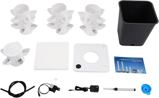 Hydroponic Growing System, 7-Tier 35-Plant Vegetable Planter Tower Outdoor Indoor Garden Vertical Planter Germination Kit with Water Pump & Intelligent Water Circulation for Gardening Lover