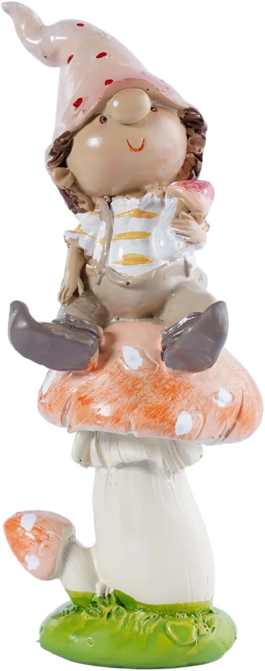 Garden Mushroom Gnome Resin Statues - Outdoor Patio & Lawn Decor, Indoor Home Ornament, Gnome Couple Garden Figurines, Ideal Gift for Parents & Friends