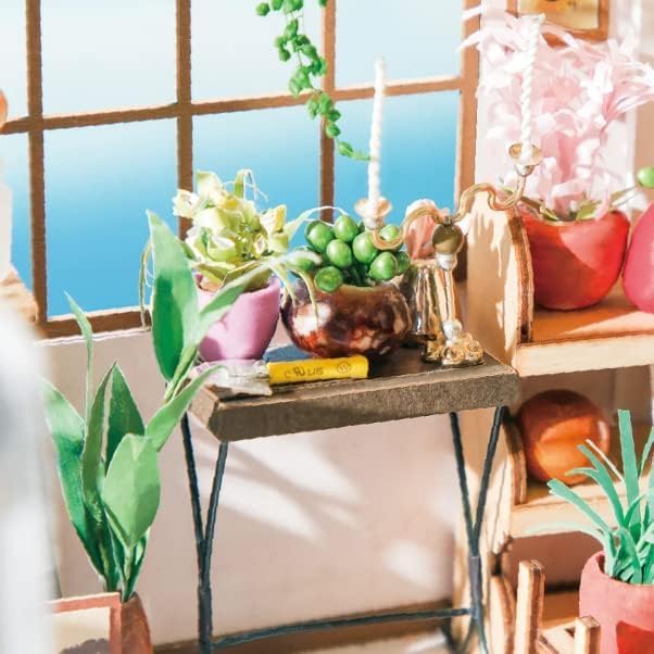 Rolife DIY Miniature House Kit Flower Shop, Tiny House Kit for Adults to Build, Mini House Making Kit with Furniture, Halloween/Christmas Decorations/Gifts for Family and Friends(Emily's Flower Shop)