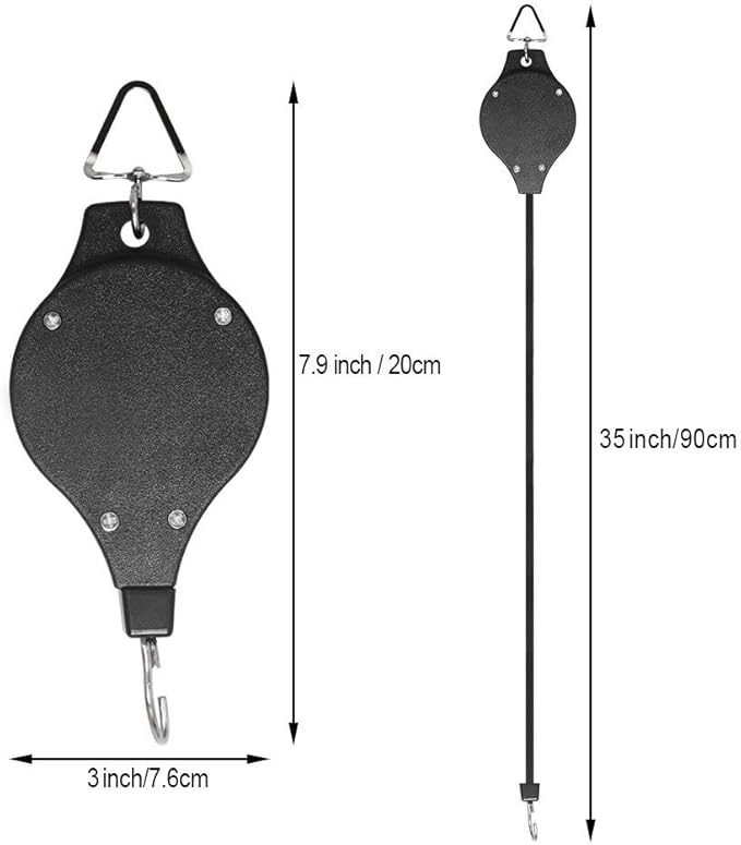 Lythor Pack Plant Hook Pulley, Retractable Plant Hanger Easy Reach Hanging Flower Basket for Garden Baskets Pots and Birds Feeder Hang High up and Pull Down to Water Or Feed (White 2Pack)