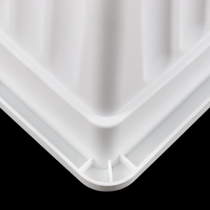 HAKZEON 6 Pack 17 Inches Plastic Flower Box Planters with Trays, Countryside Flower Window Boxes with 30 Plant Labels, White Rectangular Vegetable Planters for Windowsill, Porch, Balcony, Garden