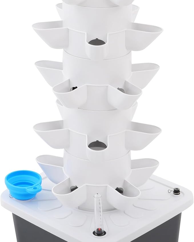 Hydroponic Growing System, 7-Tier 35-Plant Vegetable Planter Tower Outdoor Indoor Garden Vertical Planter Germination Kit with Water Pump & Intelligent Water Circulation for Gardening Lover