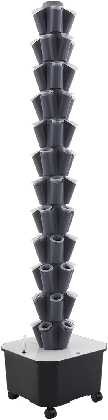 Hydroponics Growing System, 12 Layers 60 Plant Sites Indoor Hydroponic Tower with Water Pump, Vertical Garden Planter with Wheels, Hydroponic Germination Kit for Gardening Lover
