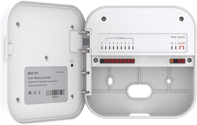 Netro Spark Smart Sprinkler Controller, WiFi, Weather Aware, Remote Access, Compatible with Alexa (8 Zone)