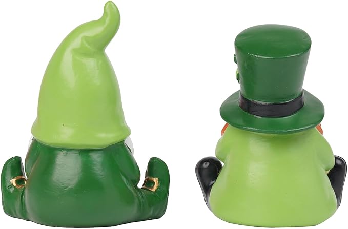 St Patrick's Day Gnome Decorations - 2PC Gnome Figurines with Lucky Shamrocks Beer Cups Pot of Gold Resin Faceless Dolls St. Patricks Day Farmhouse Décor for Home 2.75*2.25*4.75 in Newman House Studio