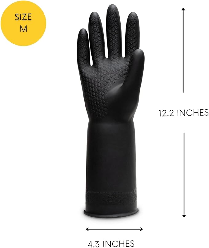 Chemical Resistant Latex Gloves,Cleaning Protective Safety Work Heavy Duty Rubber Gloves