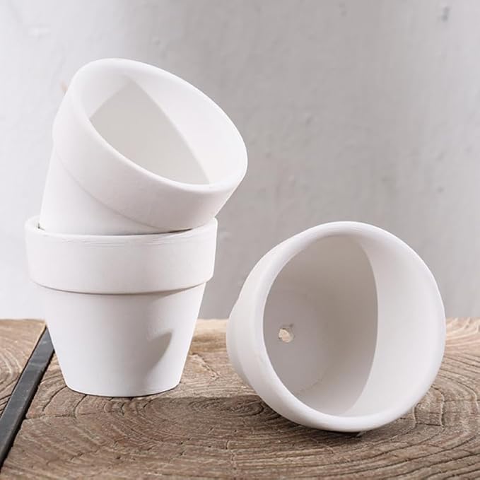 Yuvori 30-Pack Mini White Clay Pots – Small Ceramic Flower Pots for Succulents, Cactus, DIY Crafts, Fairy Garden, School Projects, Mini Planters, Set of 30 (White Clay, 1.2 Inch)