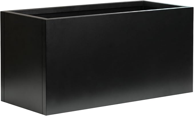 GZGNEEVL Metal Rectangular Planter Black Galvanized Steel Rectangle Indoor Planter Box Large Outdoor Planters Steel 25" L x 11" W x 13" H Commercial Residential for Patio, Yard, Garden