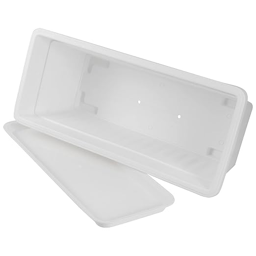 6 Packs 17 Inch Window Flower Planter Boxes, Plastic Vegetable Plant Boxes with 6 Pcs Trays, Rectangle Planter Pots with 30 Pcs Labels, White2