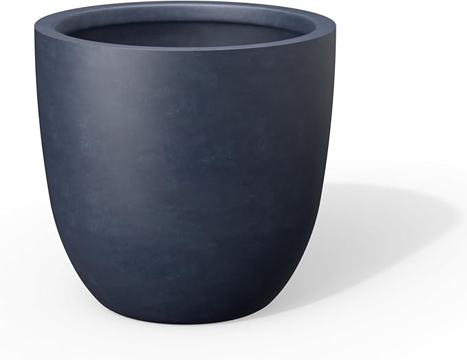 Kante Round Concrete Planter, Large Outdoor Indoor Garden Pots with Drainage Hole, 18-Inch Diameter Flower Pots for Patio, Garden and Home, Charcoal