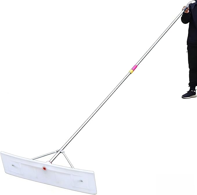Long Reach Roof Snow Rake 20.5 ft, Adjustable Roof Snow Remover Tool, Aluminum Pole Sections, Three-Point Connection for Stability, 26" Wide Snow Rake