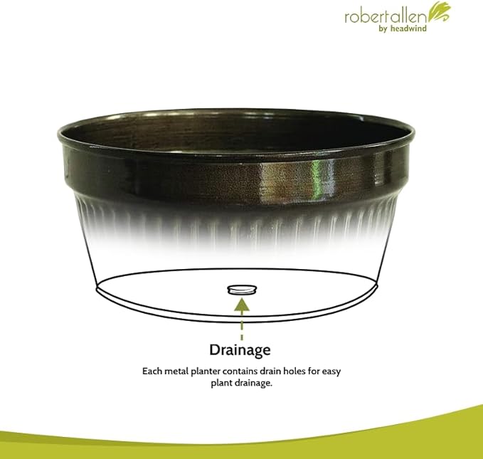 Headwind Glazed Ironstone Boutique Collection Cascade Bowl Plant Pot – Graphite Color 8 Inch Pot for Indoor Plants - Planters for Indoor Plants - Ideal Succulent Planters by Robert Allen