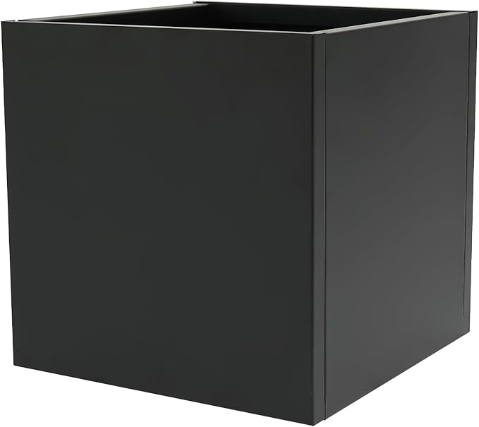 DYNAMI Square Planter Box Black Steel Planter,16x16x16in Metal Planter Box Large Cube Plant Pot for Outdoor Plants,Modern Heavy Duty Flower Pot for Patio, Deck, Yard, Garden