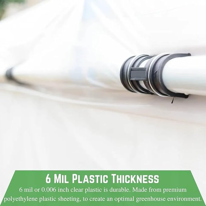 FPS 4-Year Clear 6 mil Greenhouse Sheeting - Transparent, Durable Plastic Film for Greenhouses (28' x 25'')