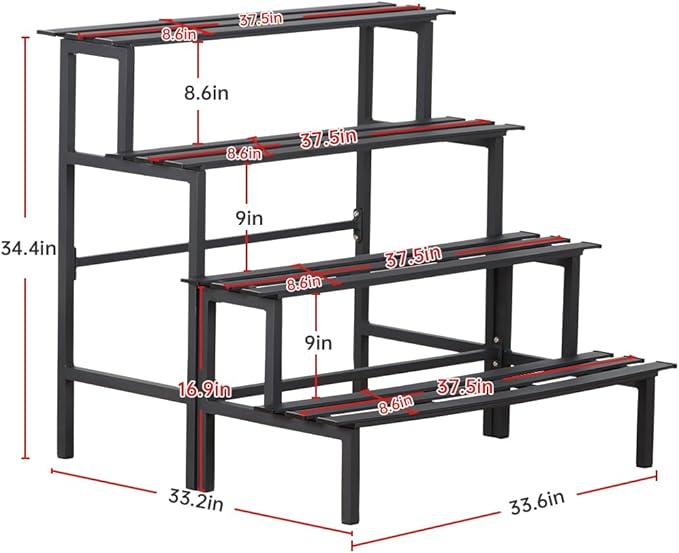 DHYGOTFUR Aluminum Plant Stand - Indoor & Outdoor Ladder Display Shelf for Plants - Sturdy Space-Saving Utility Organizer for Patio, Balcony & Garden (4-Tier)