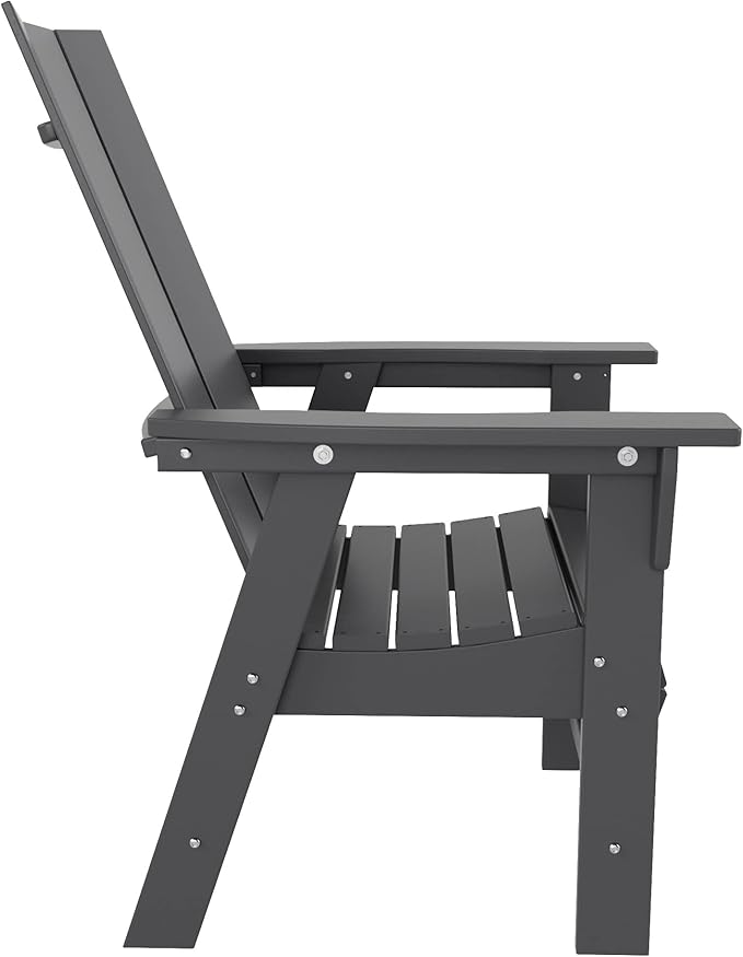 WestinTrends Ashore Outdoor Patio HDPE Plastic Modern Adirondack Dining Chair Gray