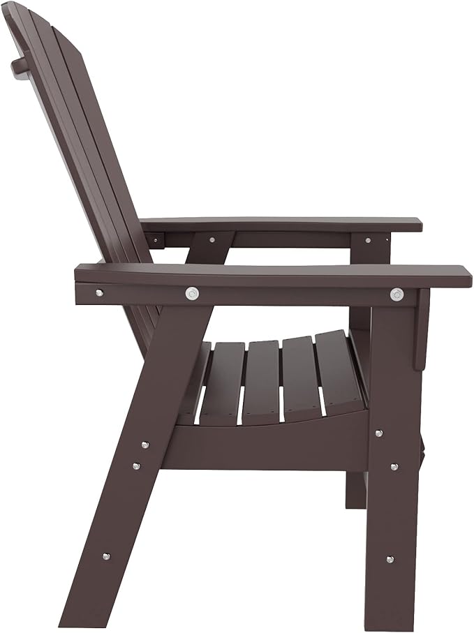 WestinTrends Dylan Dylan Outdoor Patio Shell-Back Adirondack Dining Chair Weather Resistant Dark Brown