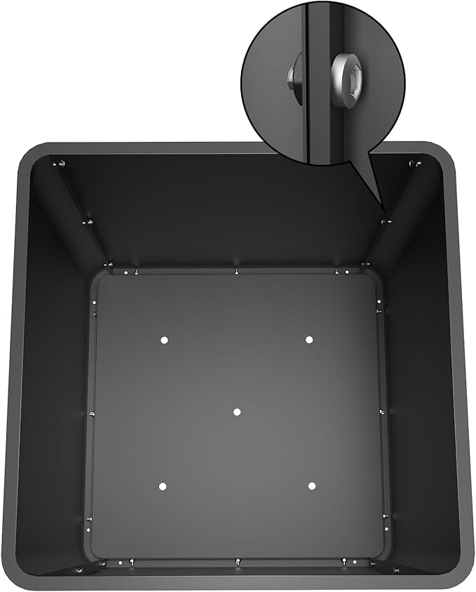 BHCORTEN Large Metal Square Planter 20" L x 20" W x 20" H, Black Large Outdoor Planters with Drainage Hole for Porch/Patio/Garden