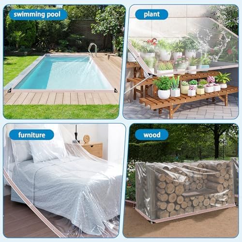 Clear Tarps Heavy Duty Waterproof 6x10FT-2Piece,Clear Plastic Tarp with Grommets,Transparent PVC Vinyl Tarpaulin for Outdoor,Plant,Garden,Chicken Coop,Patio,Cat Litter