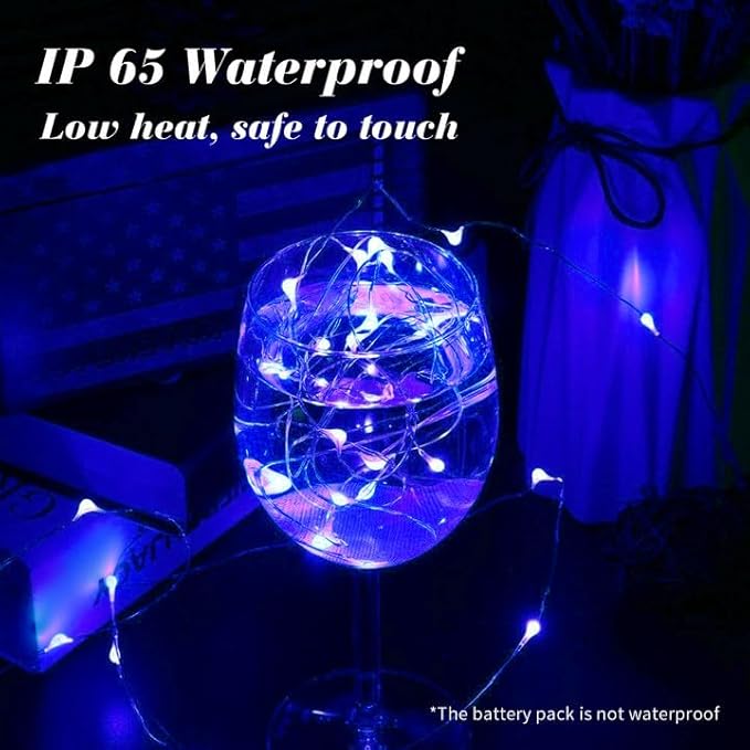 ZGWJ 6 Pack Fairy Lights Battery Operated with Remote, 7ft 20LED Mini Fairy String Lights with Timer 8 Modes Waterproof for Halloween Christmas Tree DIY, Parties, Bedroom Decorations Blue