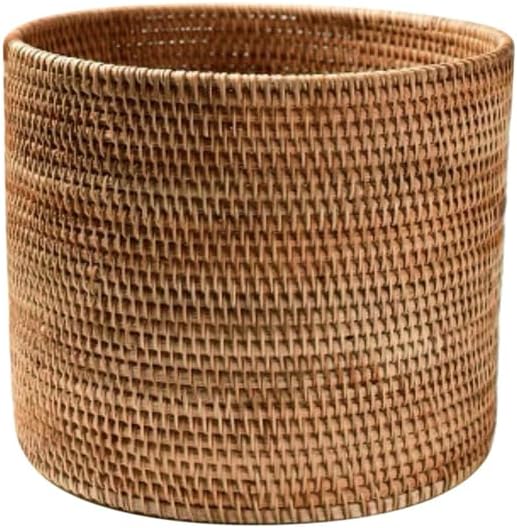 Basket Baskets Wicker Woven Storage Rattan Round Can Trash Fruit Seagrass Empty Bread Large Laundry Planter Blankets Gifts (17X17CM)