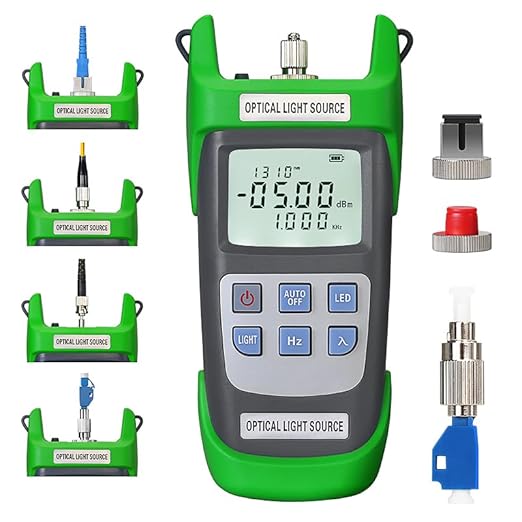 A-D1315 Optical Light Source, Optical Fiber Tester Single Mode Dual Wavelength 1310nm 1550nm 270Hz 1000Hz 2000Hz SC/FC/ST/LC Interface Fiber Optic Light Source with LED Lighting with LC Adapter