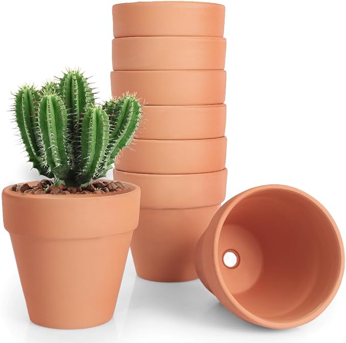 FCFKUK 4 inch Terracotta Clay Pots, 24 Pack Clay Flower Pots with Drainage, Great for Plants, DIY, Crafts, Wedding