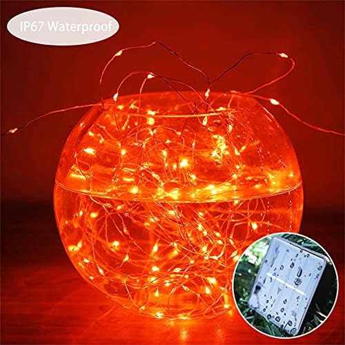 YAOZHOU Fall Outdoor Decorations, Orange Solar String Lights Outdoor, 2Pack Total 200 LED Fairy Fall Lights Thanksgiving Halloween Decor, 8 Modes Waterproof for Porch, Garden, Patio, Fence, Balcony