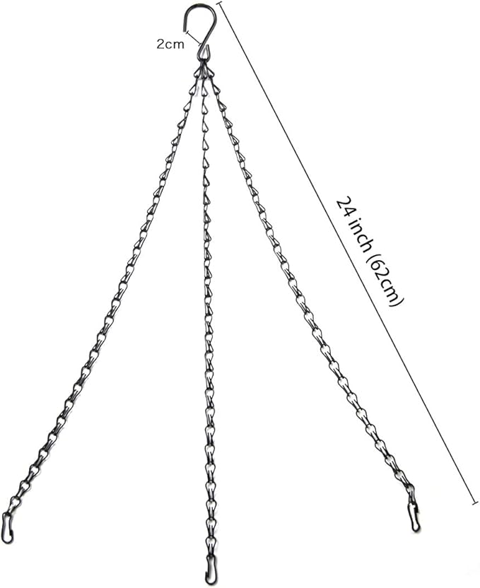 Flower Pot Chain 24 Inch Hanging Flower Basket Galvanized Replacement Chain 3 Point Garden Plant Hanger (4pcs(Black))