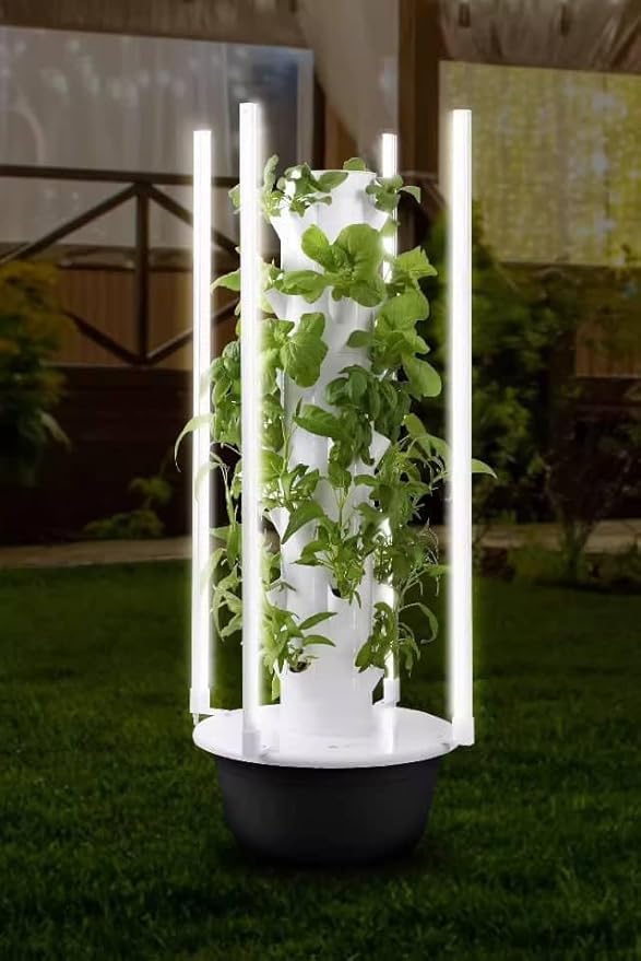 GRETEGO G&GO Hydroponics Growing System Kit, Aero Gardening System, Hydroponic Tower|28 Net Pots for Tomato, Green Salad, Strawberry Tower in Your Indoor Vegetable Garden