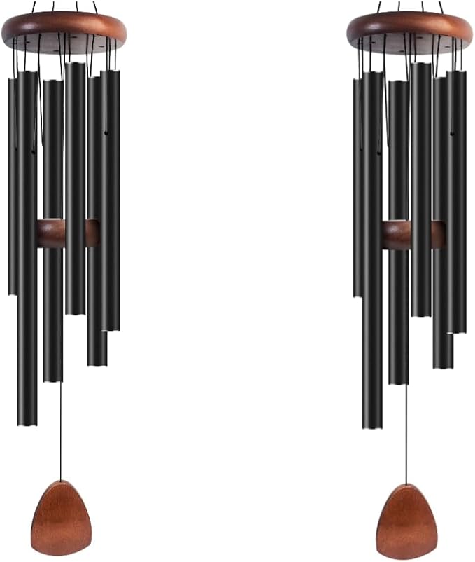 Bursvik Large Aluminium Wind Chimes 37" Inches to Create a Zen Atmosphere Suitable for Outdoor, Garden, Patio Decoration Wind Chimes with Wind Catcher Suitable as A Gift for Unisex(2 Pack Black)