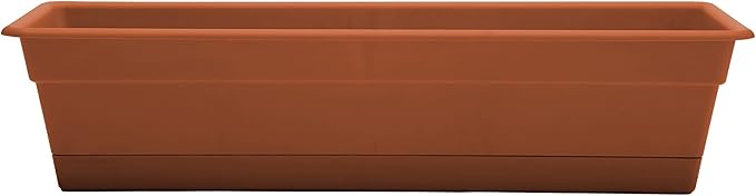 Bloem Dura Cotta Window Box Planter: 24" - Terra Cotta - with Tray, Weatherproof Resin Box, Removable Tray for Indoor & Outdoor Use, Gardening, 3 Gallon Capacity