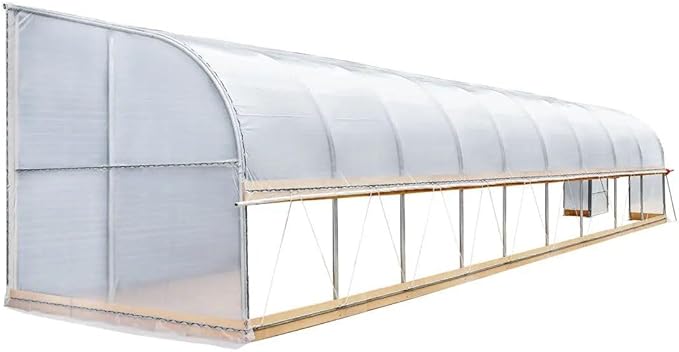10x40ft Detachable Lean-to Greenhouse 6mil Pure EVA Transparency Cover Anti-Rust Galvanized Steel Frame Easy-Lift Crank Side 6ft Sidewall Full-Spectrum Sunlight Diffusion