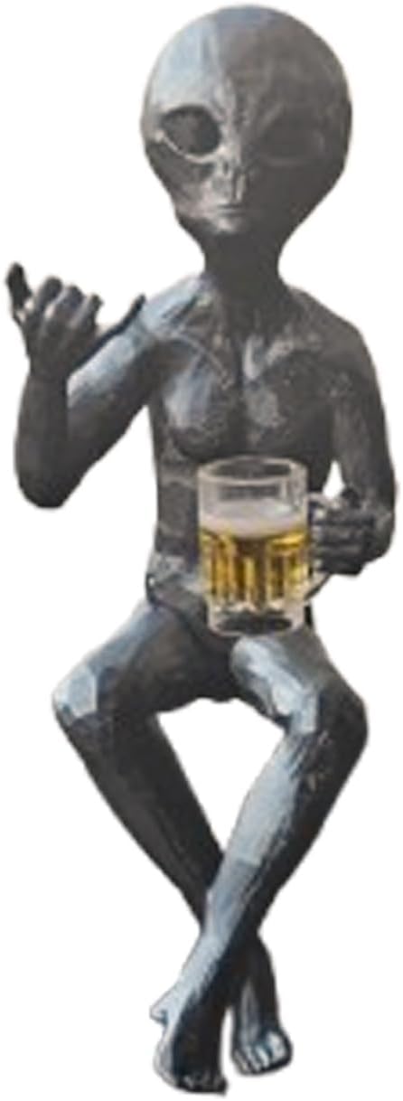 Alien Statue - Extraterrestrial Figure Flipping The Bird, Unique Alien Decor for Home & Garden, Distinctive Alien Figurine, Perfect Yard Decorations or Gift