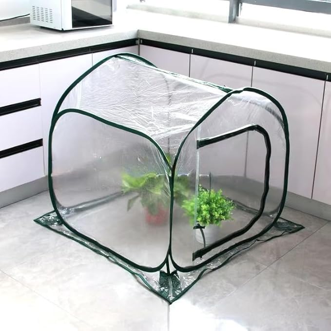 Greenhouses for Outdoors, Portable Greenhouse Kit with Side Windows, PE Cover, Backyard Garden Indoor Outside, Foldable, No Assembly Required (Transparent, 31.5“ * 31.5" * 31.5")